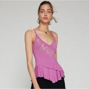 Urban Outfitters Silence + Noise Black Asymmetrical Butterfly Top